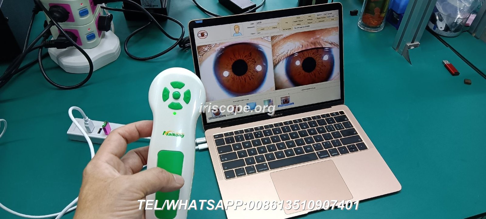 Sistema completo MAIKONG incluyendo cámara, software y accesorios