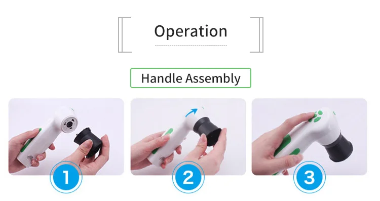 Detalles técnicos del iriscope mostrando lente de 30X y sistema de iluminación LED