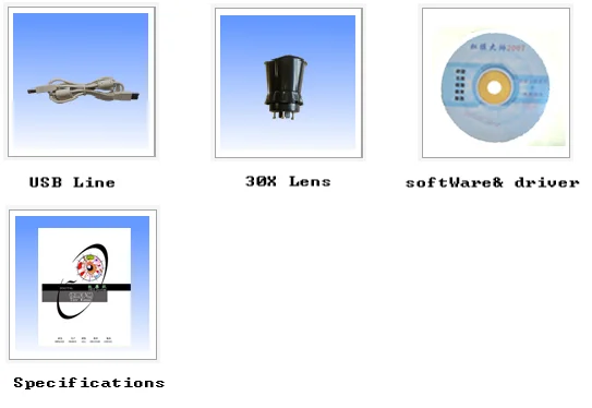 Detalles técnicos del iriscope mostrando lente de 30X y sistema de iluminación LED