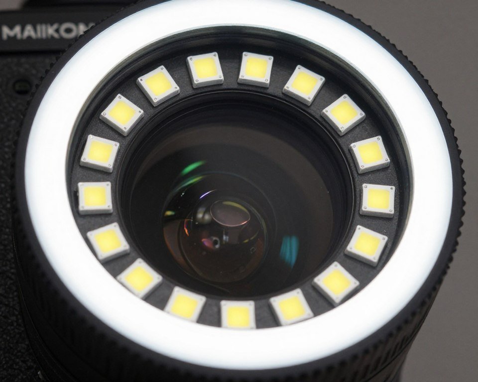 Detalle técnico del sistema de iluminación LED circular del iriscope MAIKONG