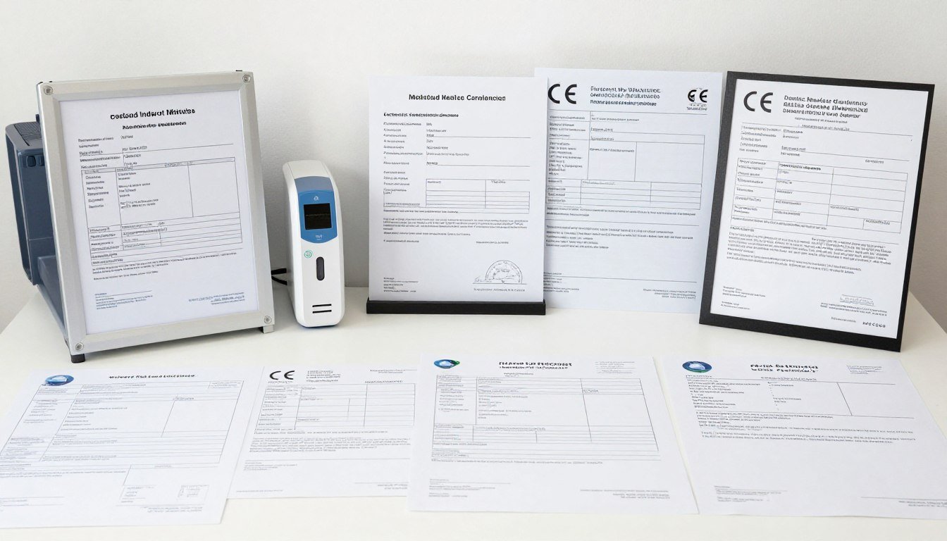 Documentación aduanera y certificados para equipos médicos de iridología