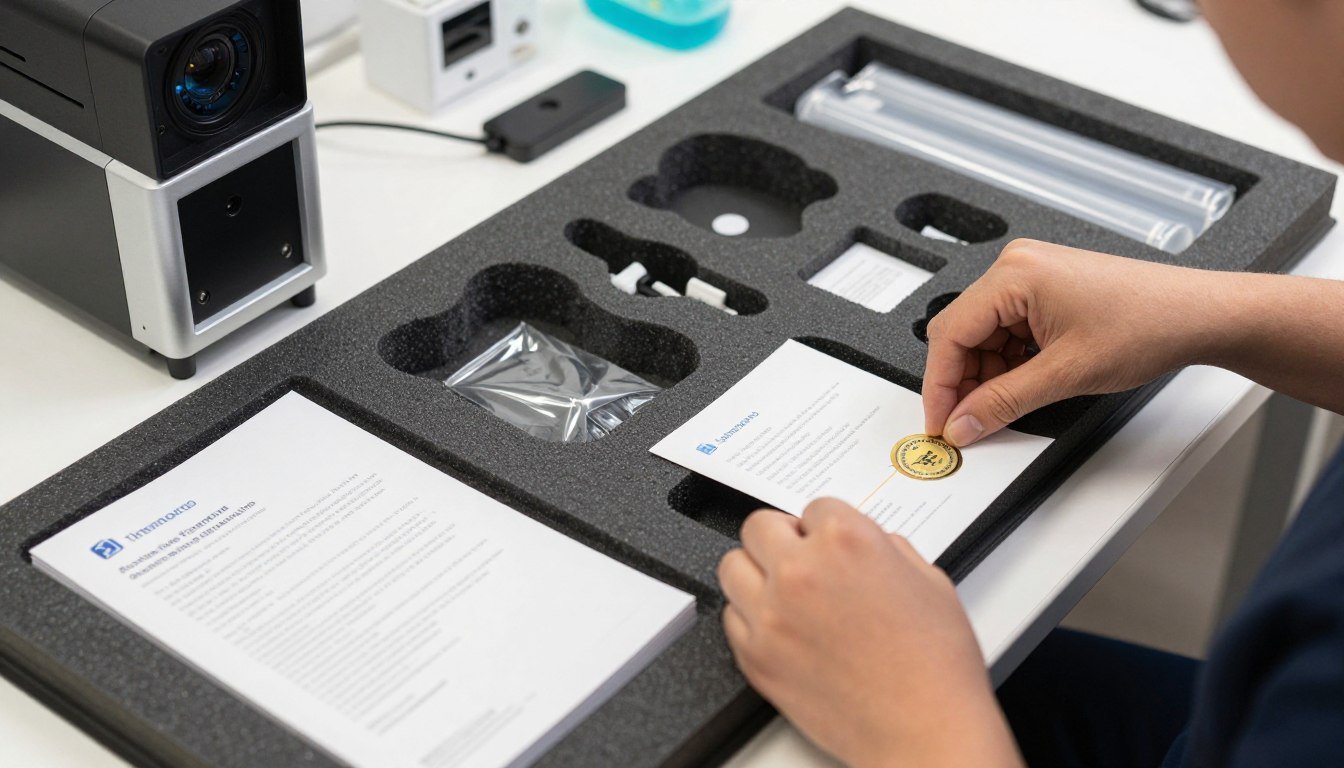 Empaquetado final de iriscopio MAIKONG con accesorios completos