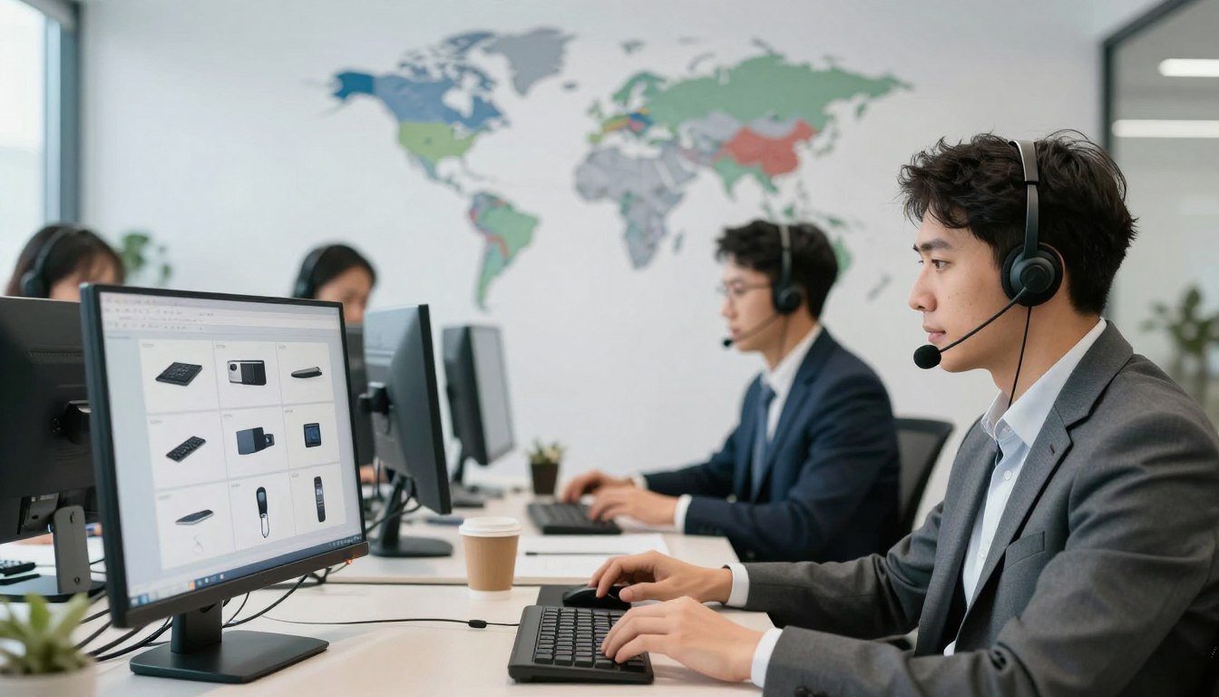 Equipo de atención a distribuidores MAIKONG en oficinas corporativas