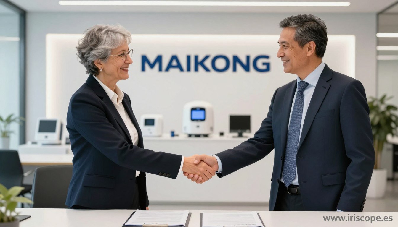 Handshake symbolizing partnership between MAIKONG and Spanish distributor