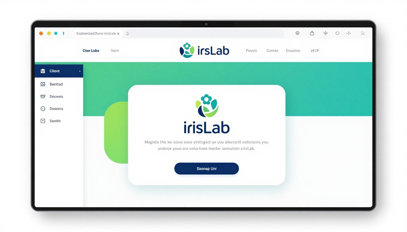 Interface de software IrisLab personalizado con logo de cliente y marca propia Interface de software IrisLab personalizado con logo de cliente y marca propia