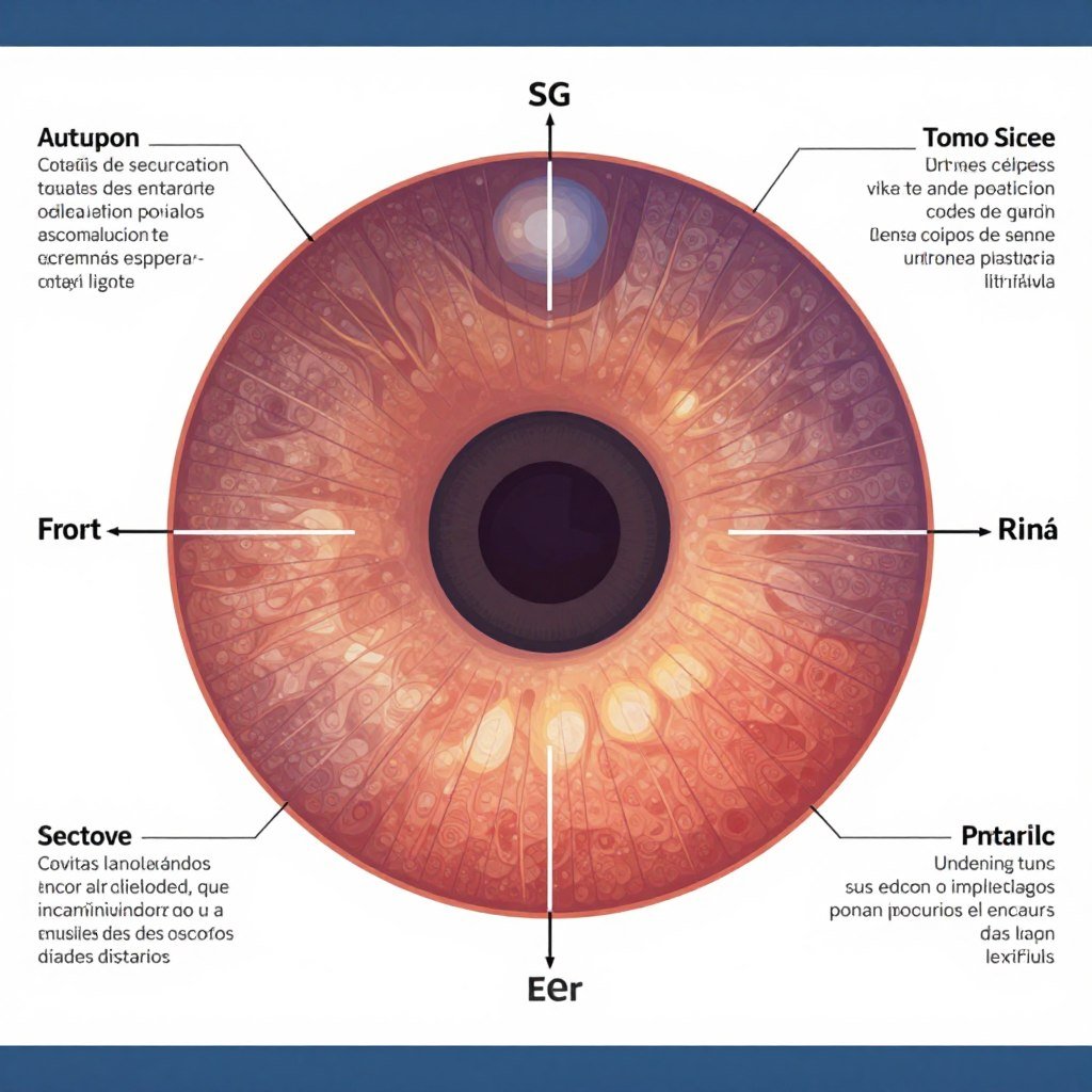Iridologia mapa chart showing iris zones and organ correspondence