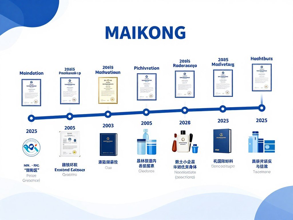 Linea temporal historia MAIKONG desde 2003 hasta 2025 fabricante iriscopio
