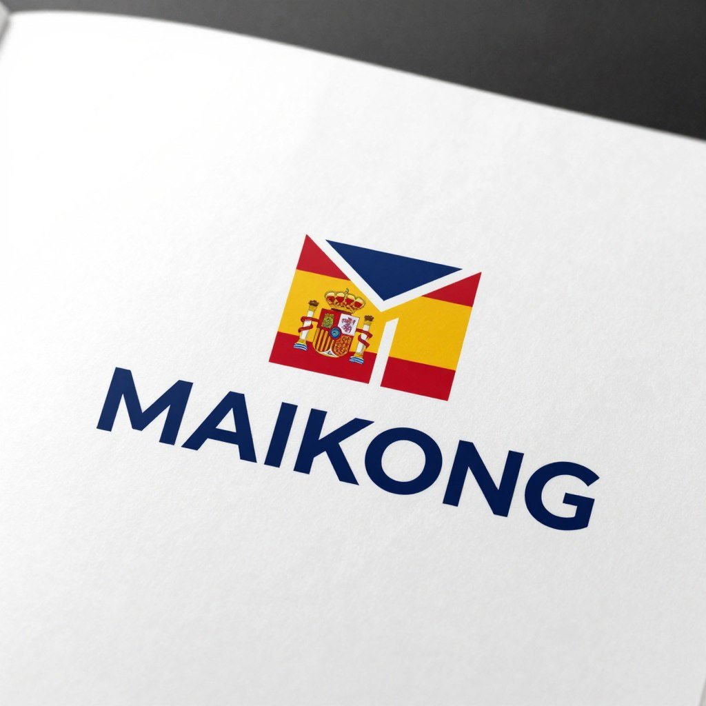 Logo MAIKONG con bandera española simbolizando distribución en España