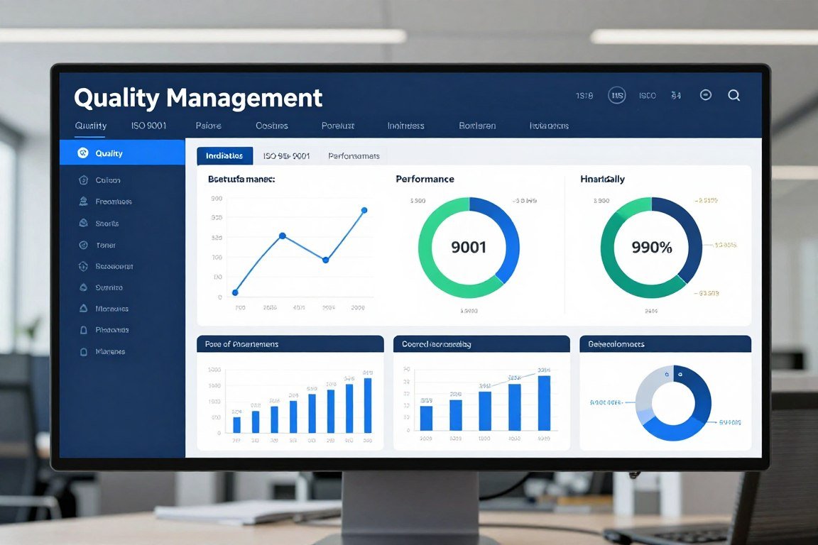 Panel de indicadores de calidad ISO 9001 en oficinas MAIKONG