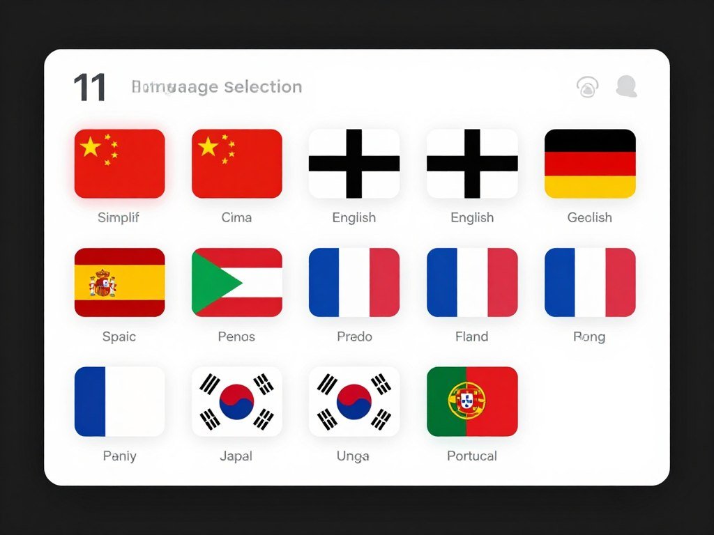 Pantalla de selección de idiomas del software IrisLab mostrando las 11 opciones disponibles Pantalla de selección de idiomas del software IrisLab mostrando las 11 opciones disponibles
