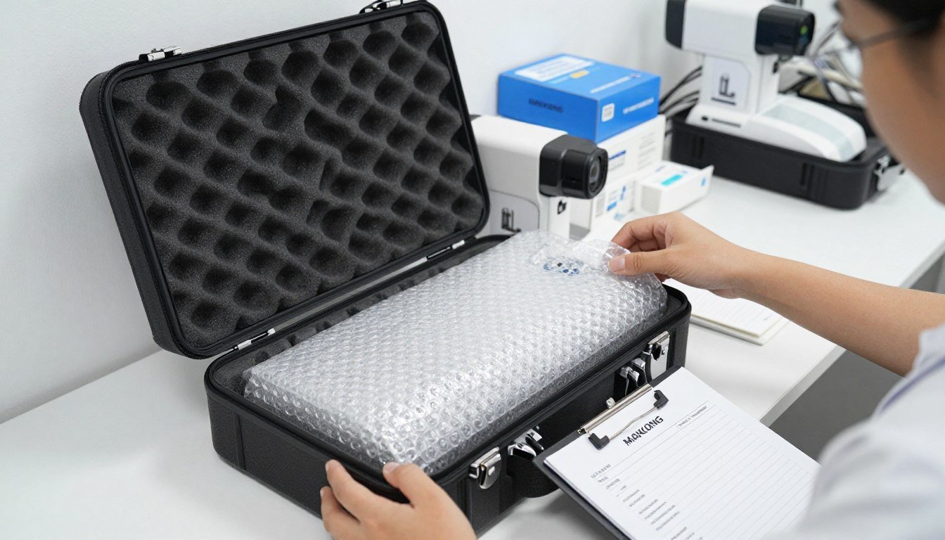 Sistema de embalaje especializado para iriscope con protección anti-estática