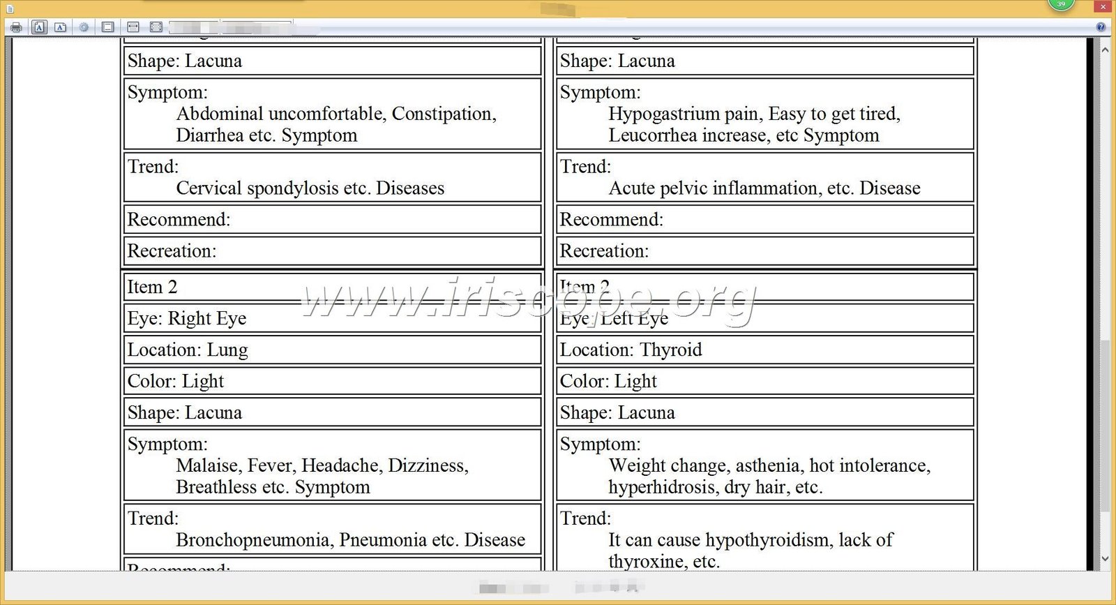 iridology software reports