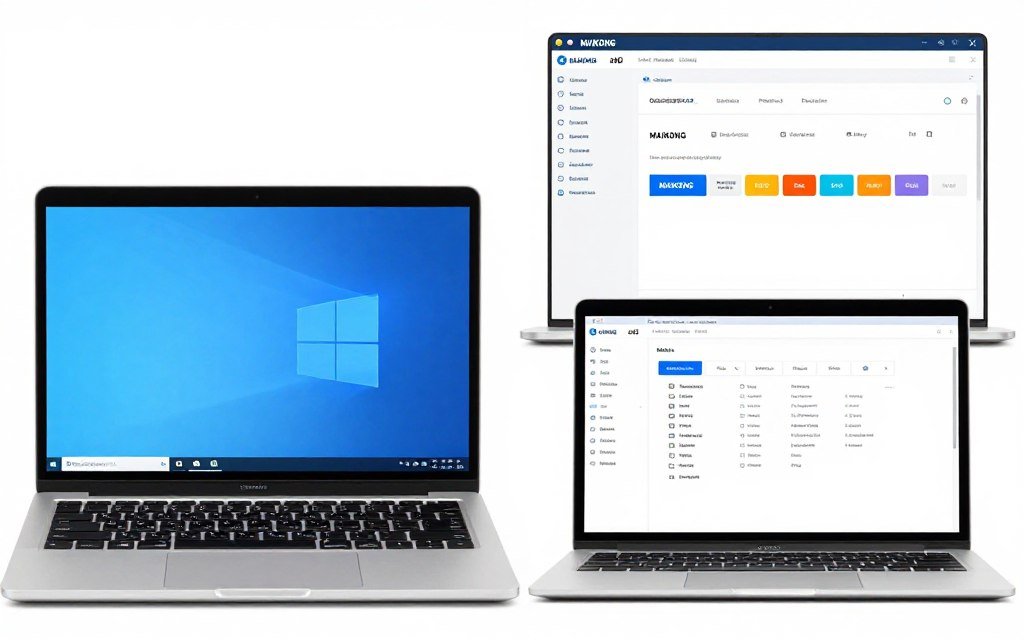 Software iridología MAIKONG corriendo en Windows y macOS simultáneamente