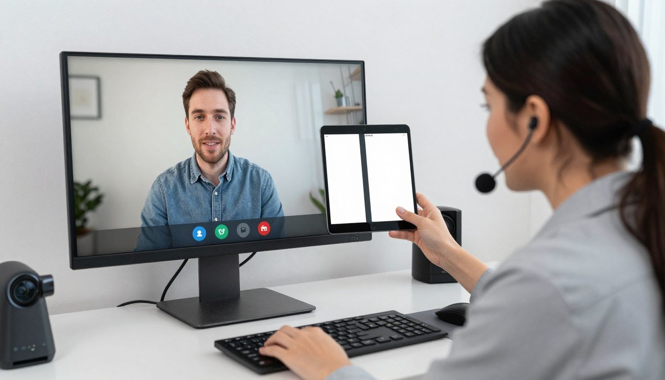 Soporte técnico MAIKONG asistiendo a cliente con iriscopio