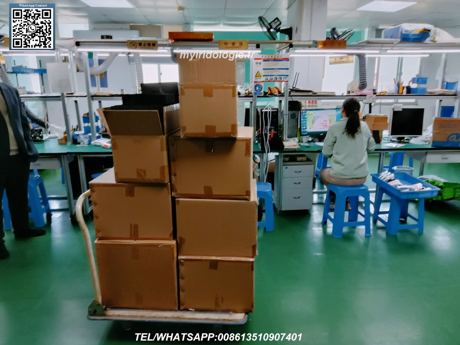 Instalaciones de fabricación MAIKONG en Shenzhen con línea de producción de iriscopios