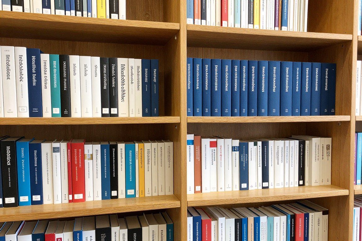 Estantería con colección organizada de libros de iridología profesional ordenados por categorías