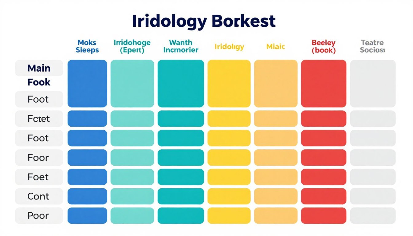 Gráfico comparativo de características de principales libros de iridología