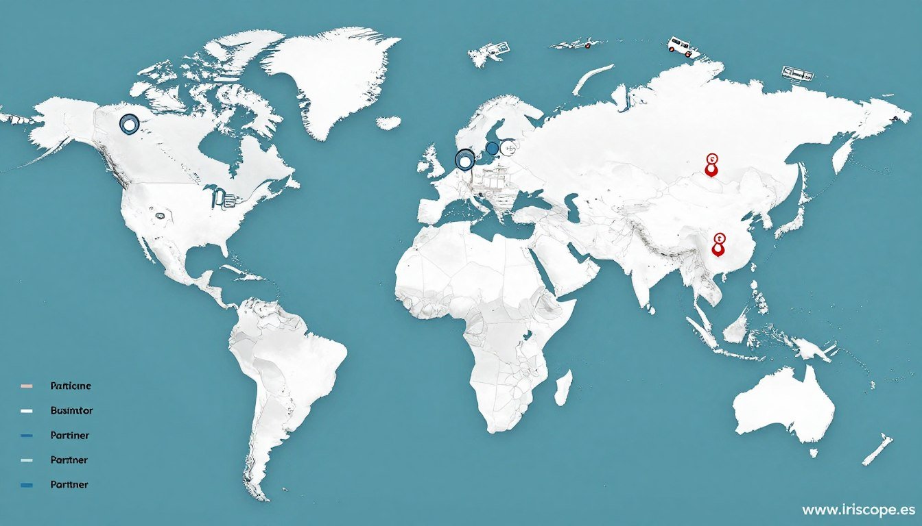 Mapa mundial mostrando red de distribuidores MAIKONG en diferentes países