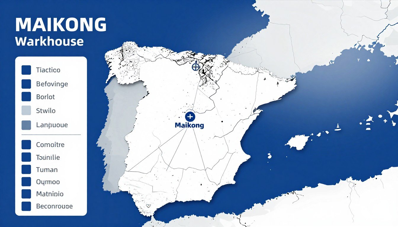 Red de distribución MAIKONG en España mostrando cobertura nacional