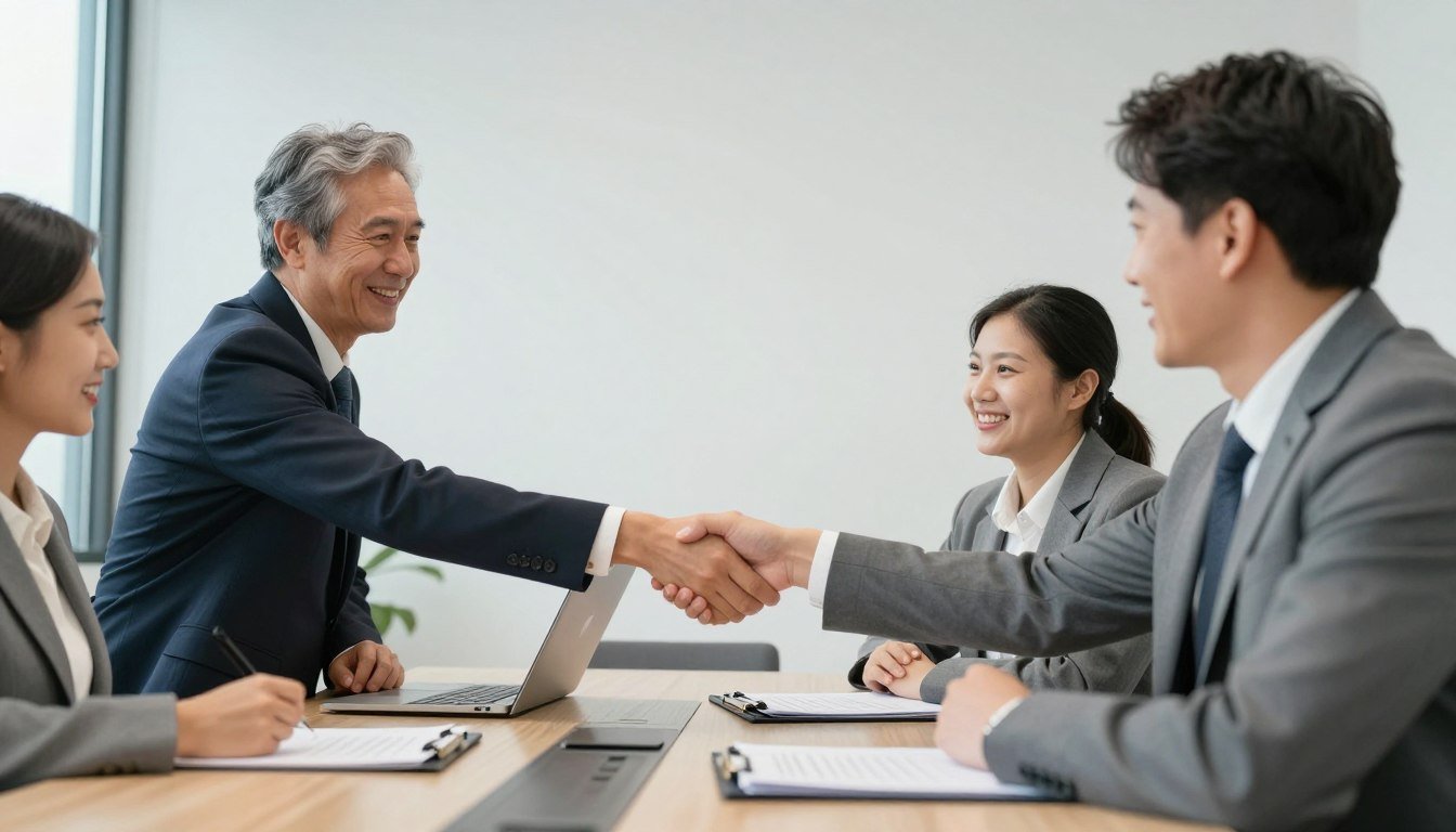 reunión de negocios entre fabricante y distribuidor