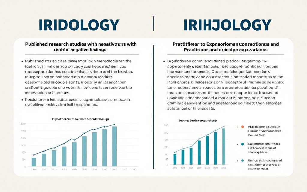Gráfico mostrando el debate científico sobre la iridología