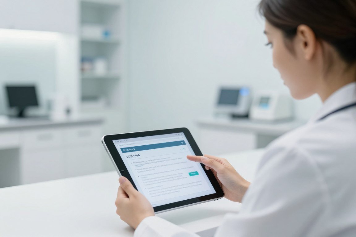 profesional consultando FAQ iridología